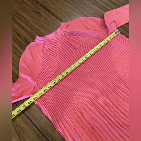 Halogen Pleated flowy long sleeve BLOUSE coral pink high neck top M - Picture 14 of 16